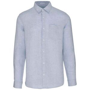 Spasso Mens Linen Long-Sleeved Shirt / Linen Blue